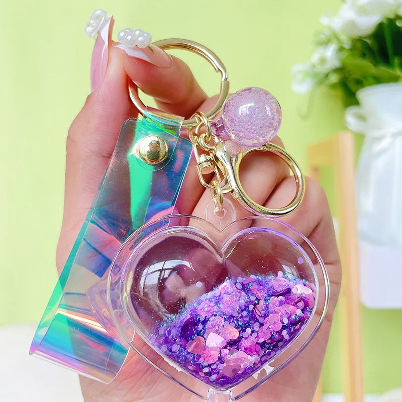 Sequin Heart Keychain