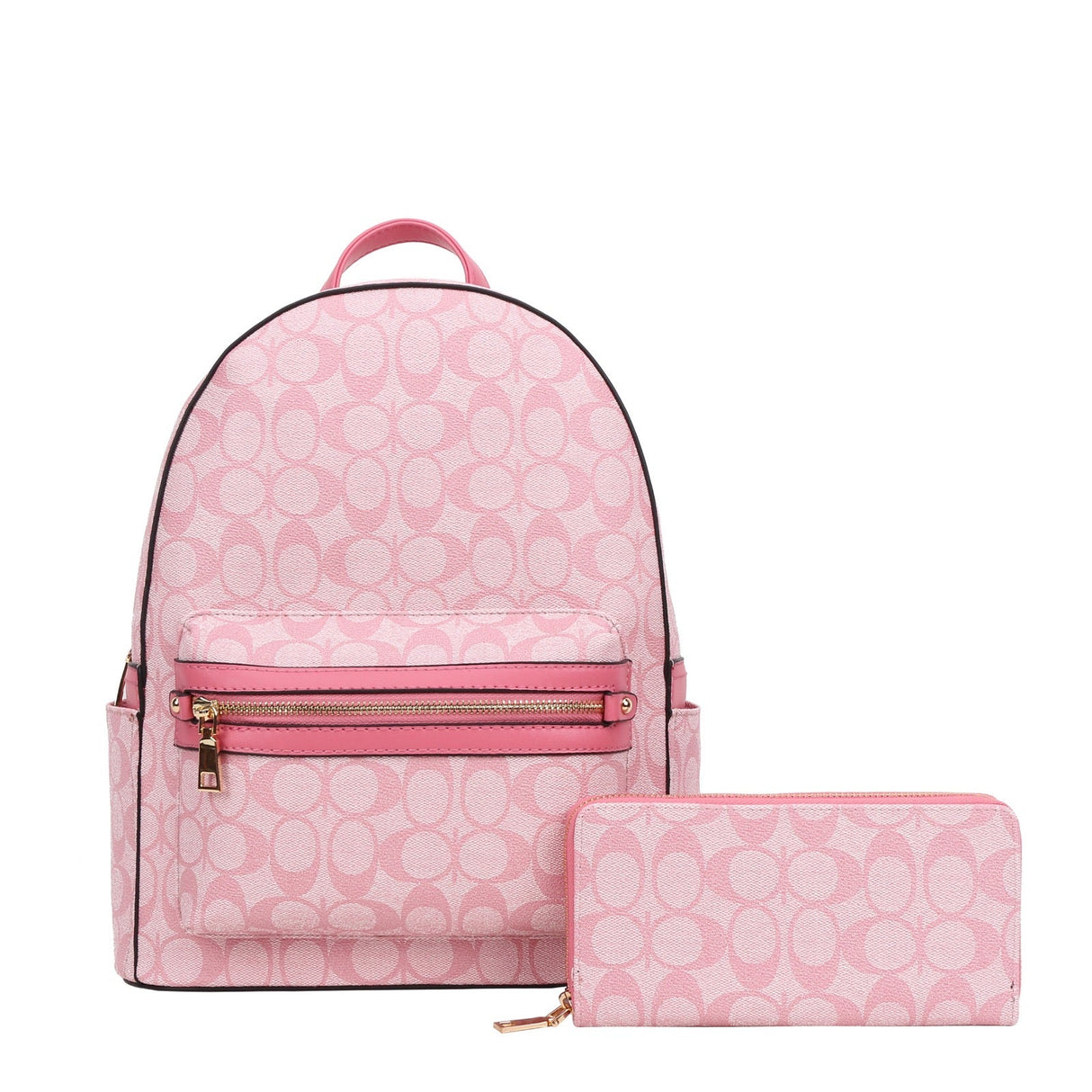 Trina Oval Print Backpack with Wallet Set