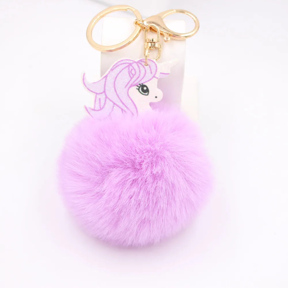 Unicorn Puffball Key Chain