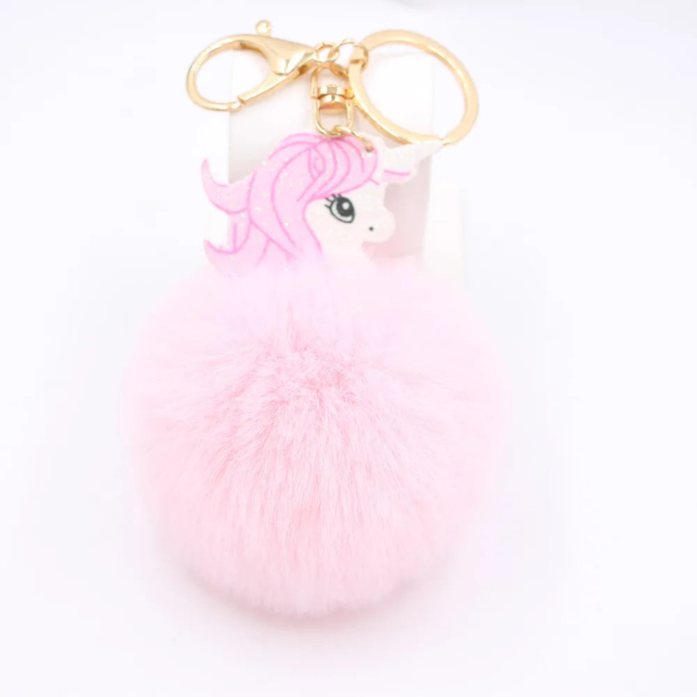 Unicorn Puffball Key Chain