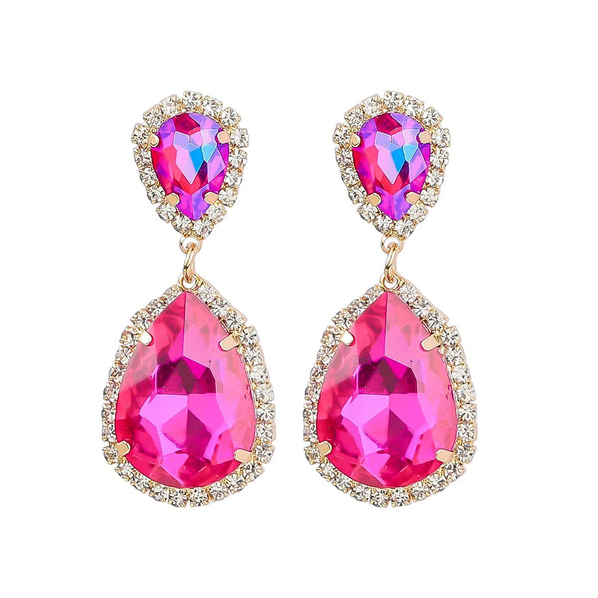 Vidia Pink Gem Teardrop Earrings