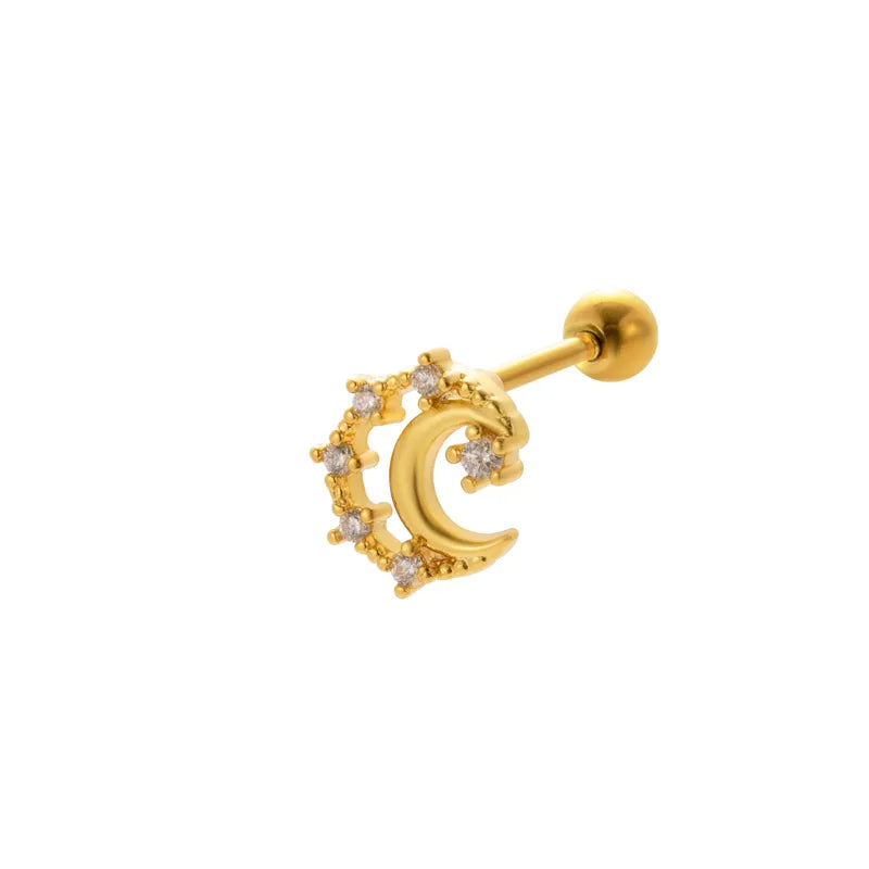 Moon Stud Earring - Gold