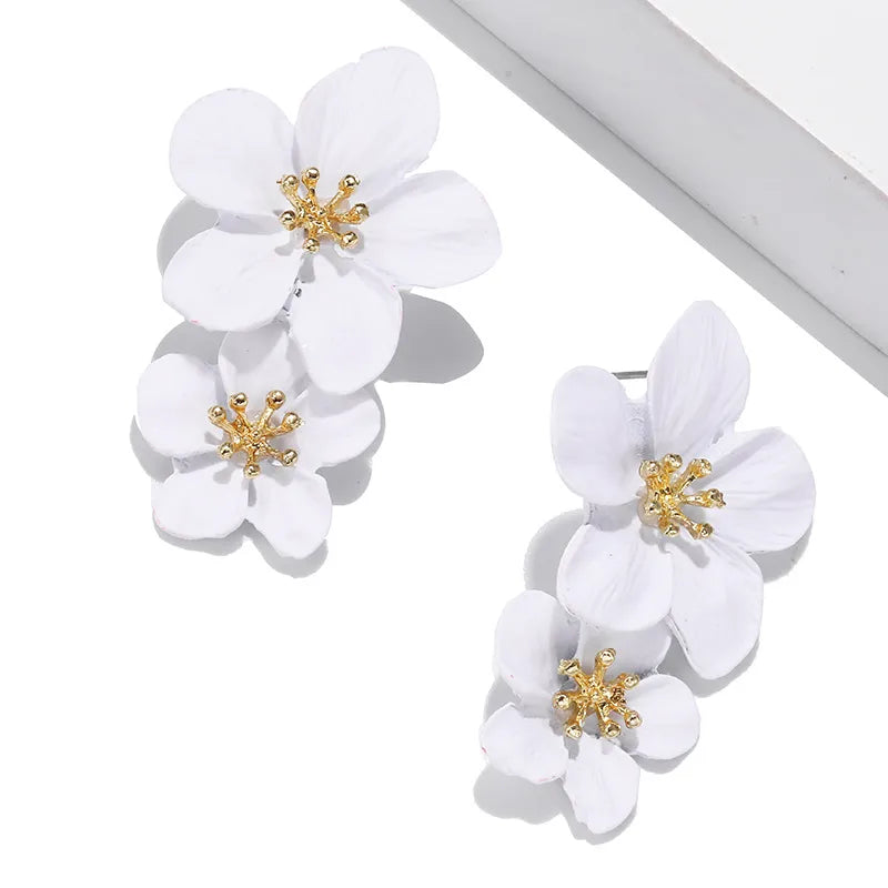 Double Layer Flower Drop Earrings