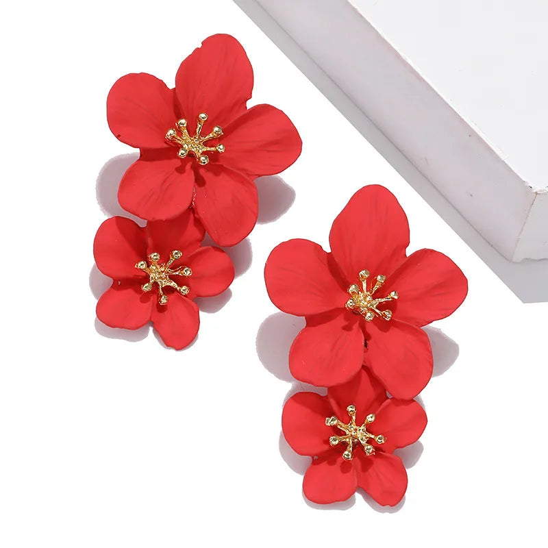 Double Layer Flower Drop Earrings