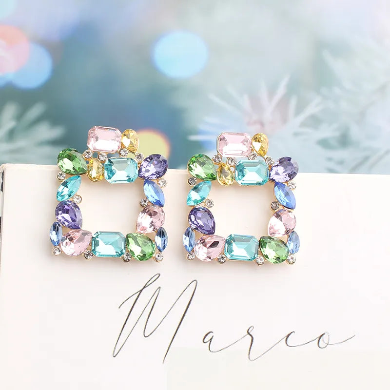 Bohemian Square Gem Earrings