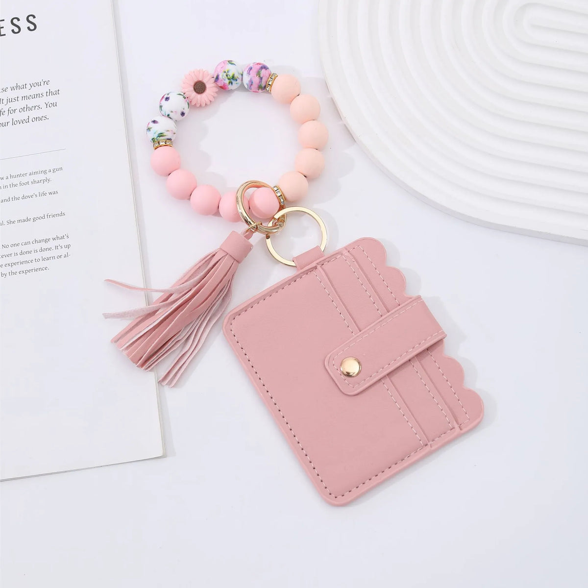 Daisy Beaded Flat Wallet