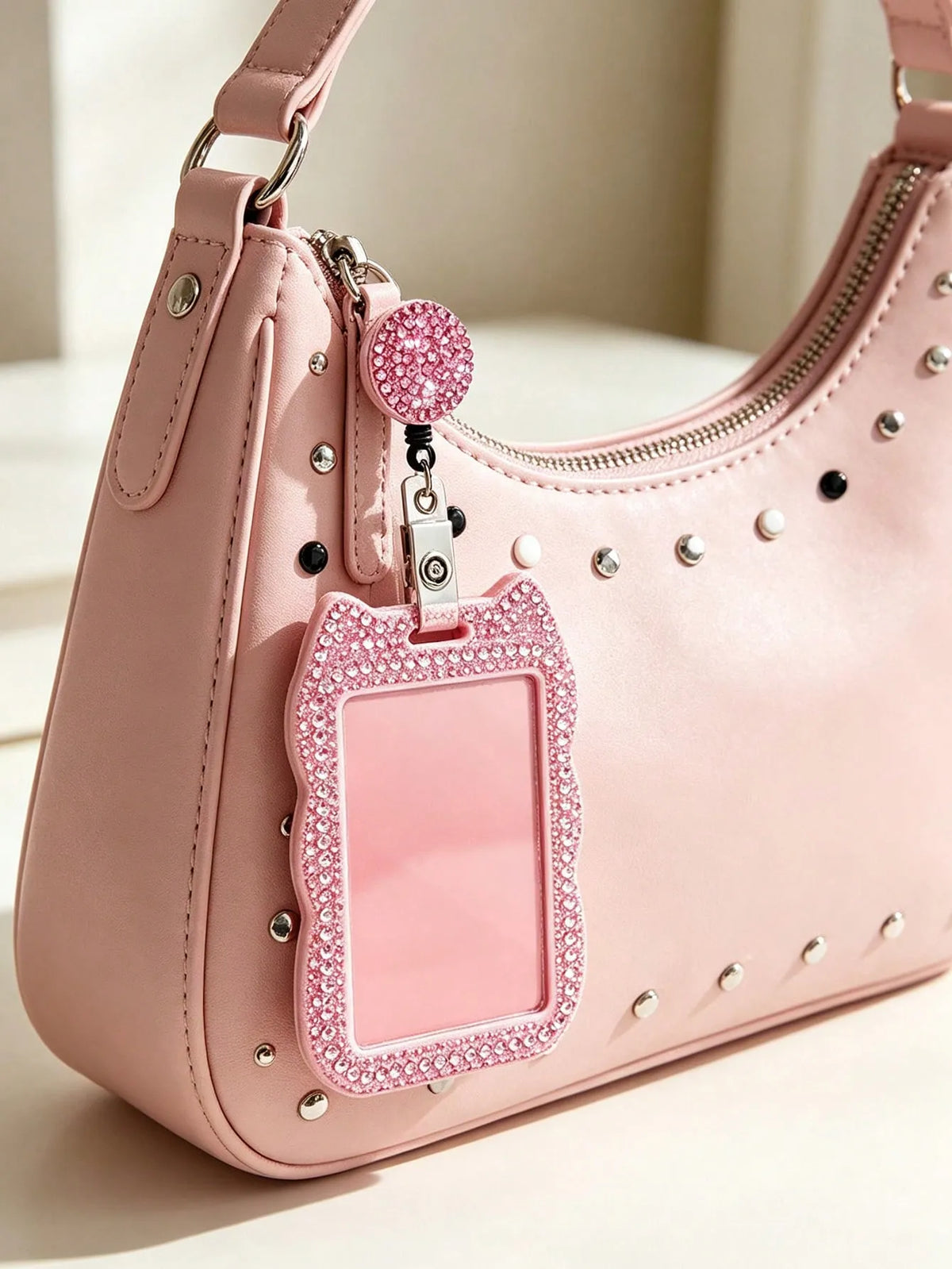 Bubble Pink Rhinestone Id Holder