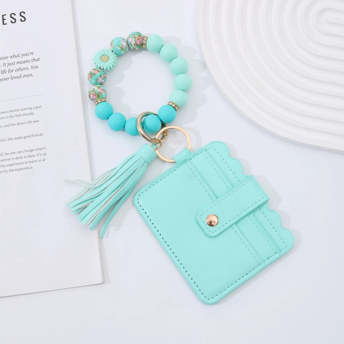 Daisy Beaded Flat Wallet