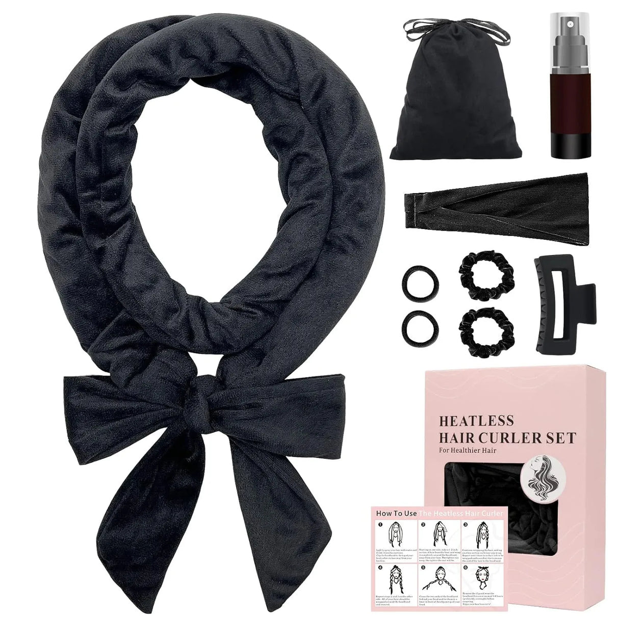 9pcs Heatless Curler Set