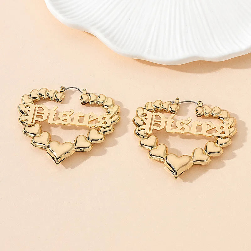 Zodiac Gold Bamboo Style Hoops