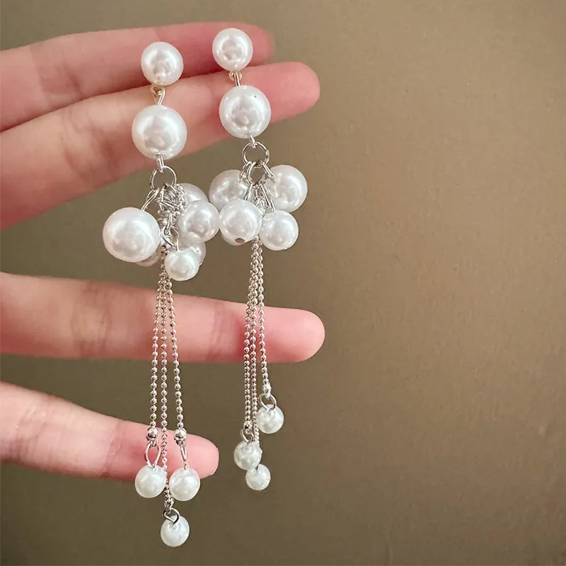 Beaded Tassel Pendant Earrings