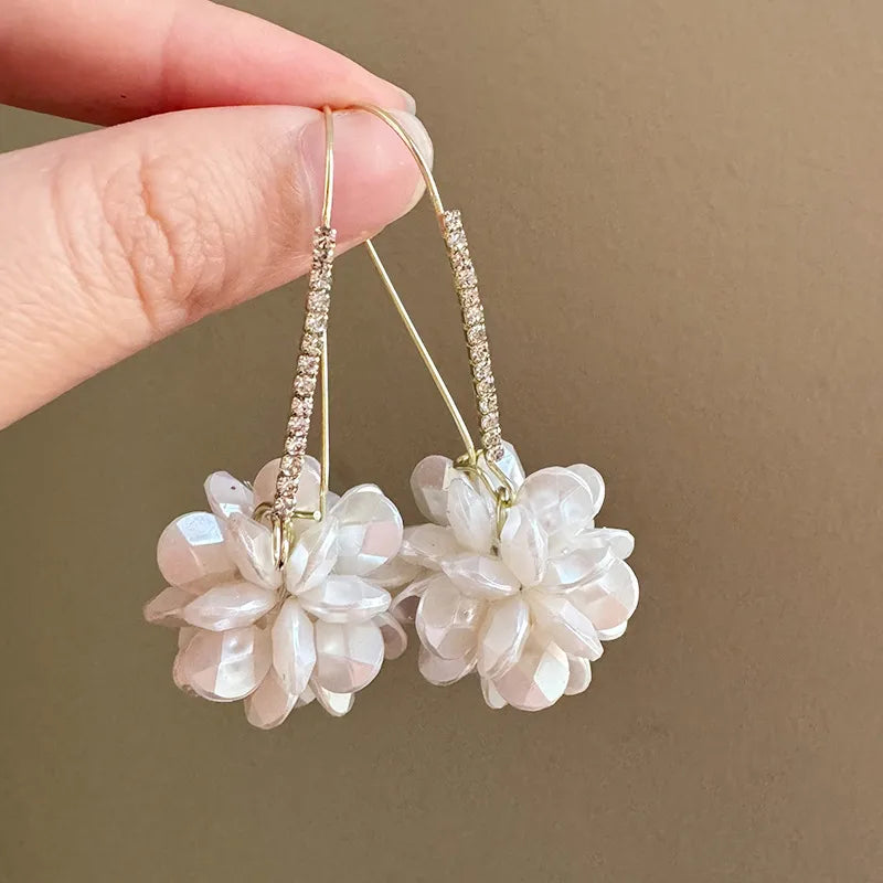 Zirconia Pendant Flower Earring