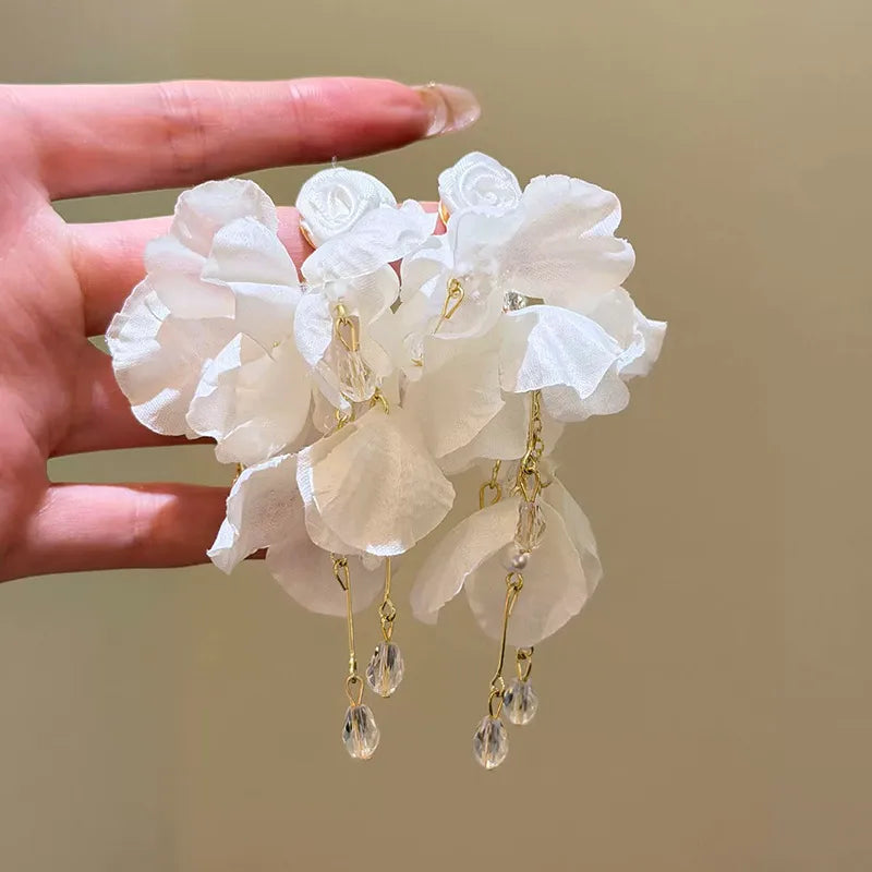 Ethereal White Petal Earrings