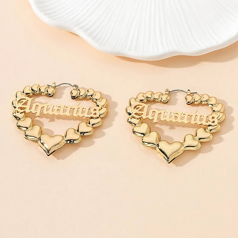 Zodiac Gold Bamboo Style Hoops