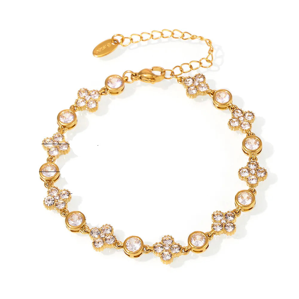 Four Leaf Clover Rhinestone Bracelet