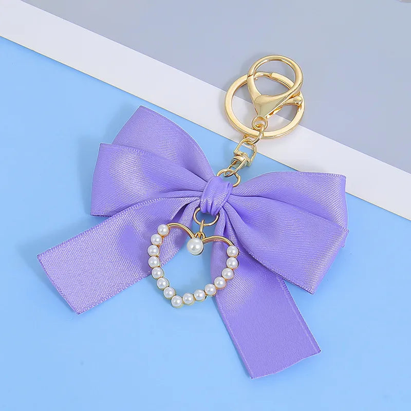 Silk Heart Bow Keychain