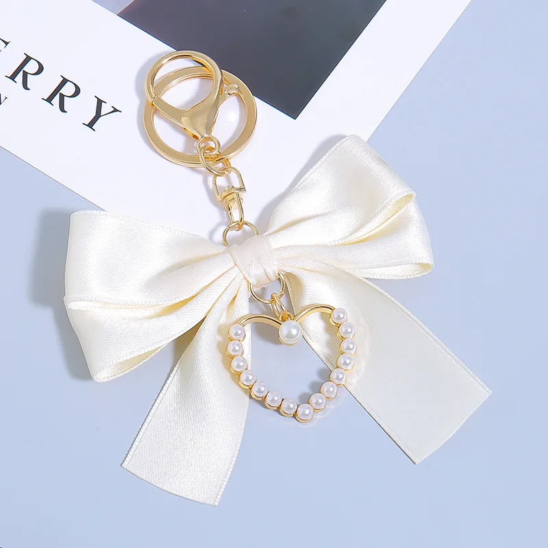 Silk Heart Bow Keychain