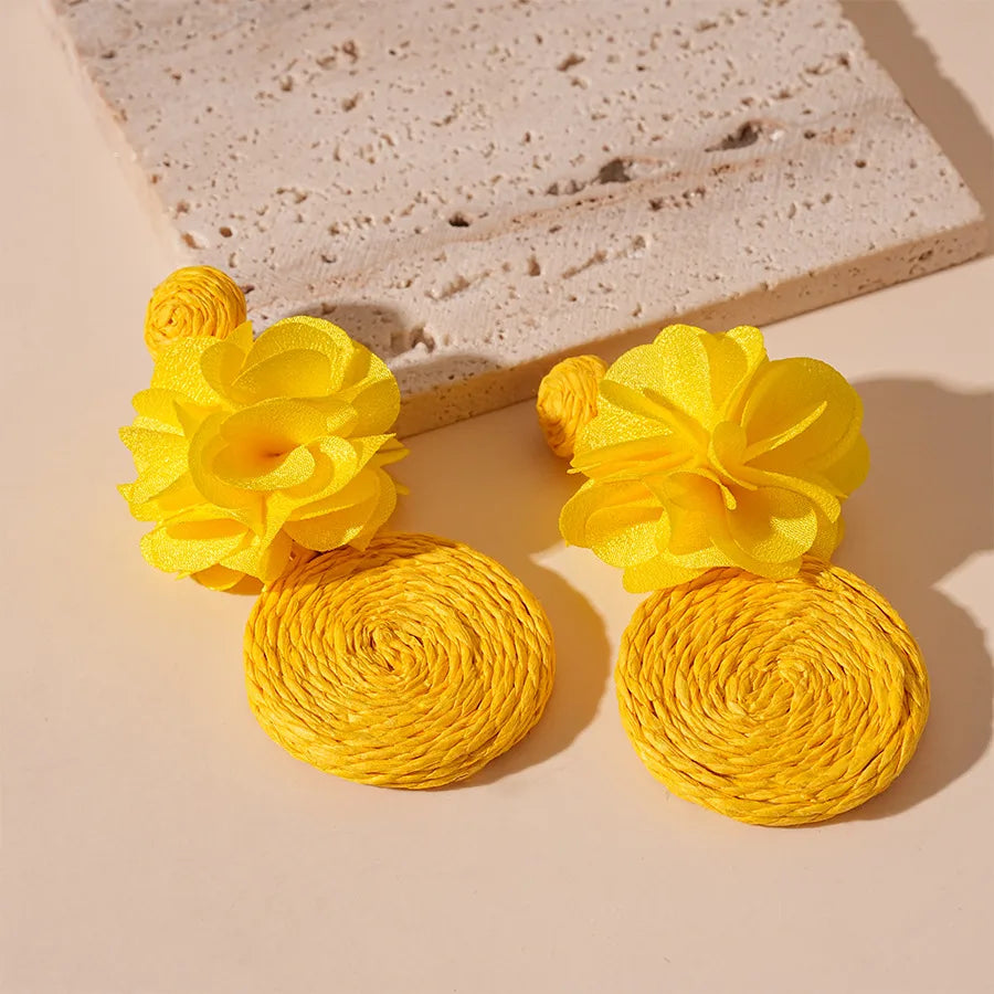 Yellow Sweet Flower Drop Earrings