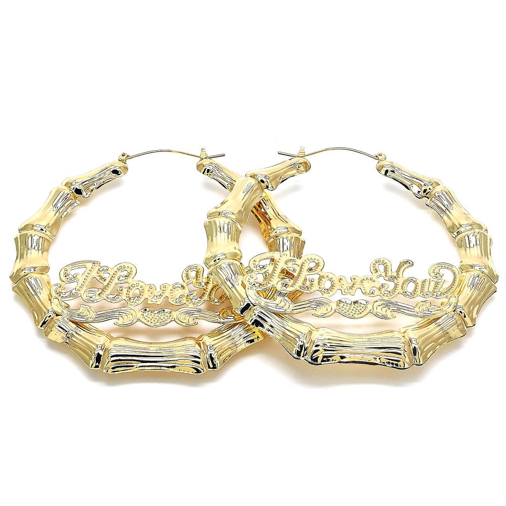 I LOVE YOU Gold Plated Hoops