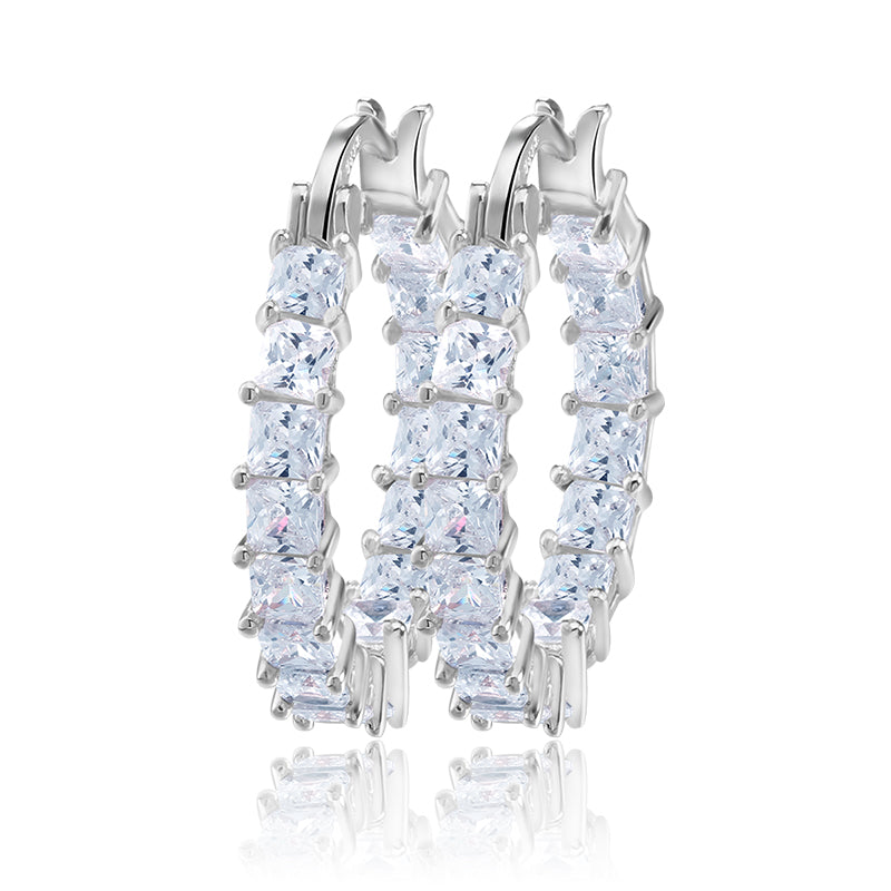 Gold Plated Cubic Zirconia Hoop Earrings