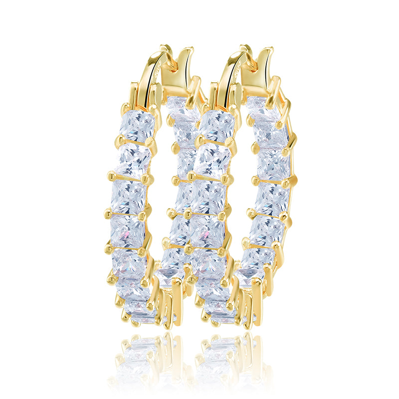 Gold Plated Cubic Zirconia Hoop Earrings