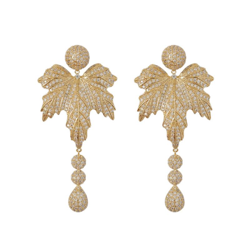 Maple Leaf Rhinestone Earrings