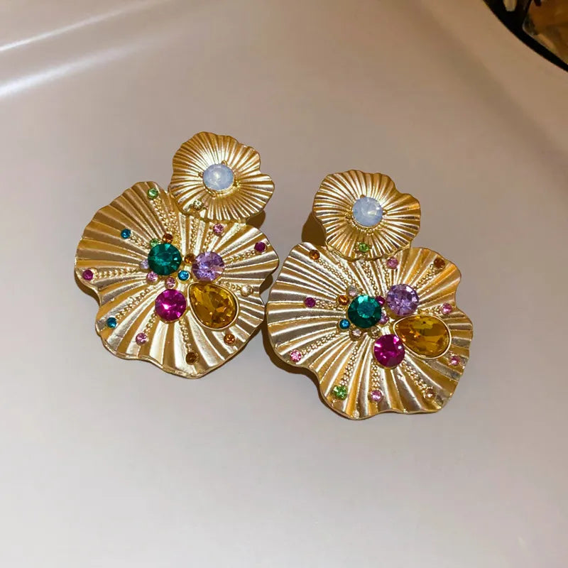 Crystal Embellished Textured Earrings