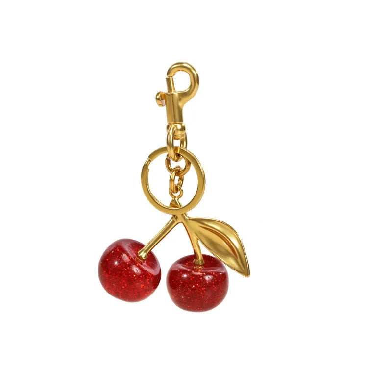 Glitter Cherry Keychain