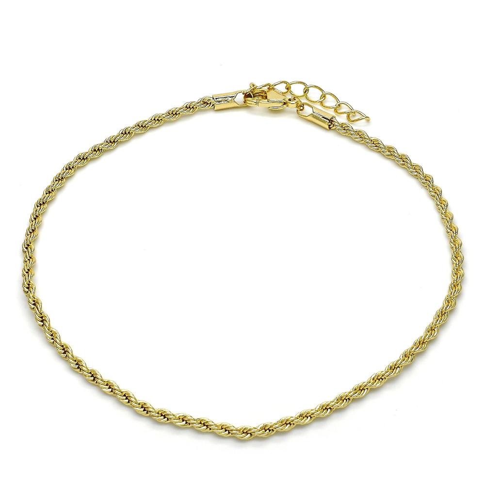 Ropey Design Gold Plated Anklet