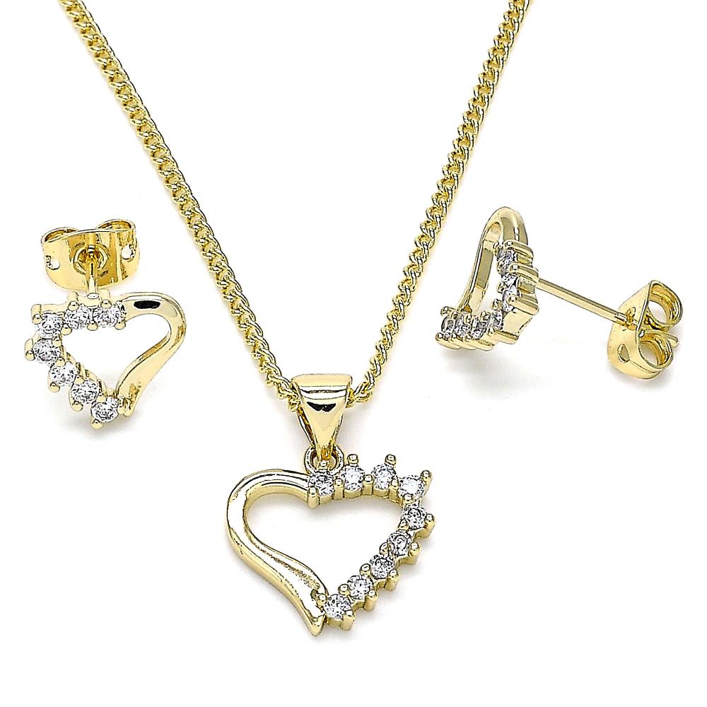 Half Rhinestone Heart Necklace Set