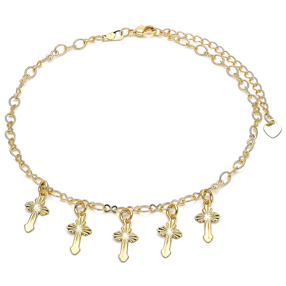 Cross Design Gold Plated Anklet