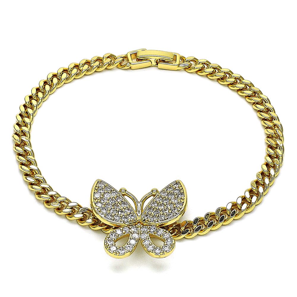 Gold Butterfly Rhinestone Bracelet