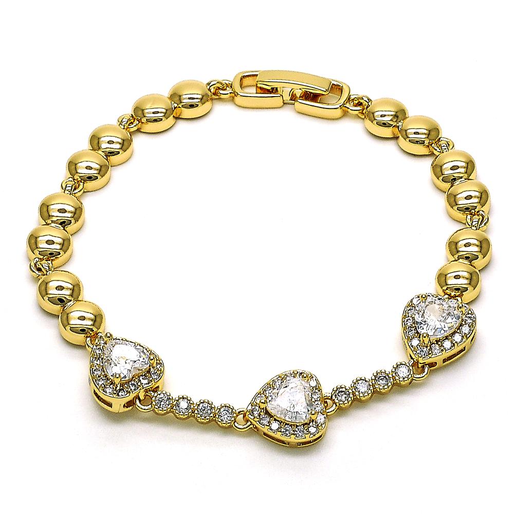 3 Heart Rhinestone Bracelet