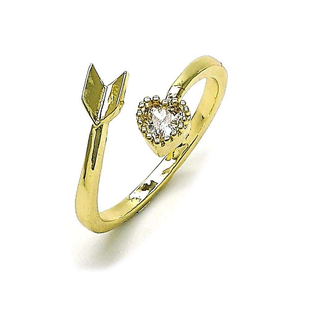 Heart and Arrow Adjustable Gold Plated Ring