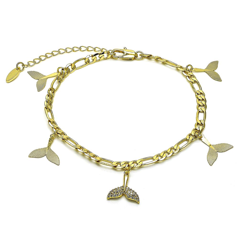 Gold Layered Athena Anklet Dolphin Tail Design