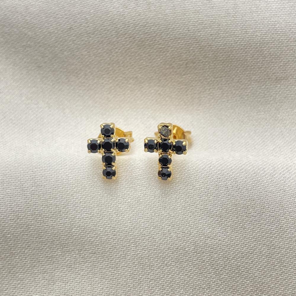 Black Diamond Cross Earrings