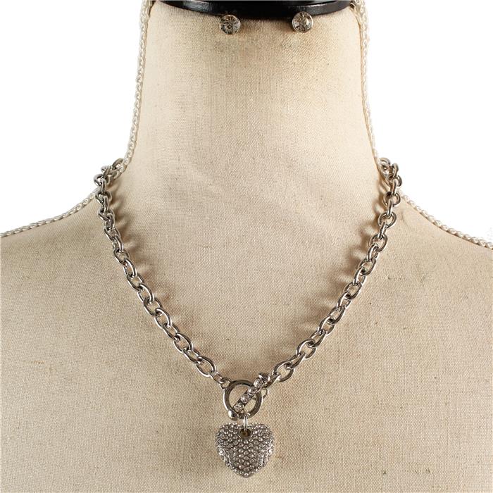 Laney Heart Link Necklace Set