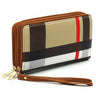 Plaid Check Double Zip Around Wallet Wristlet