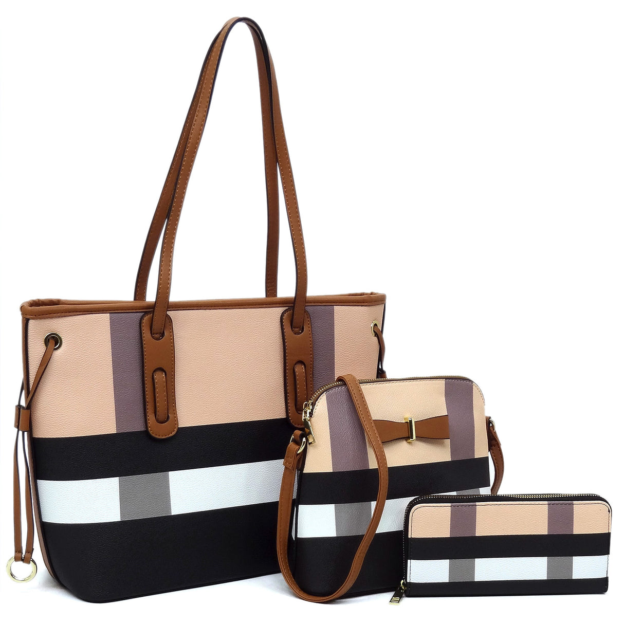Plaid Check 3-in-1 Shopper Set