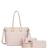 Oval Print Tote Bag W Crossbody & Wallet Set