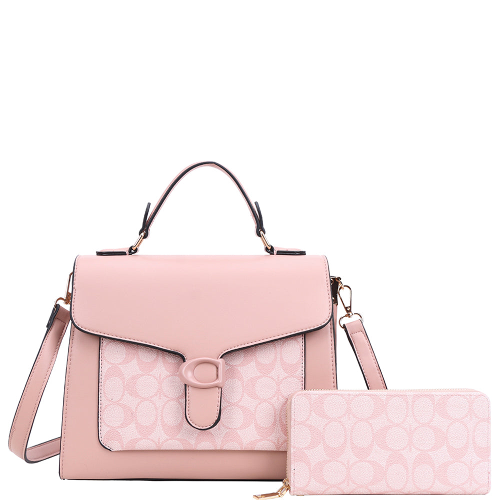 Oval Pattern Satchel & Wallet Set