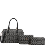 Oval Print Boston Bag W Crossbody & Wallet Set