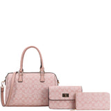 Oval Print Boston Bag W Crossbody & Wallet Set