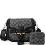 Oval Pattern Casual Crossbody W Wallet Set