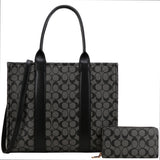 Oval Print Handle Tote W Wallet Set