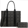 Oval Print Handle Tote W Wallet Set
