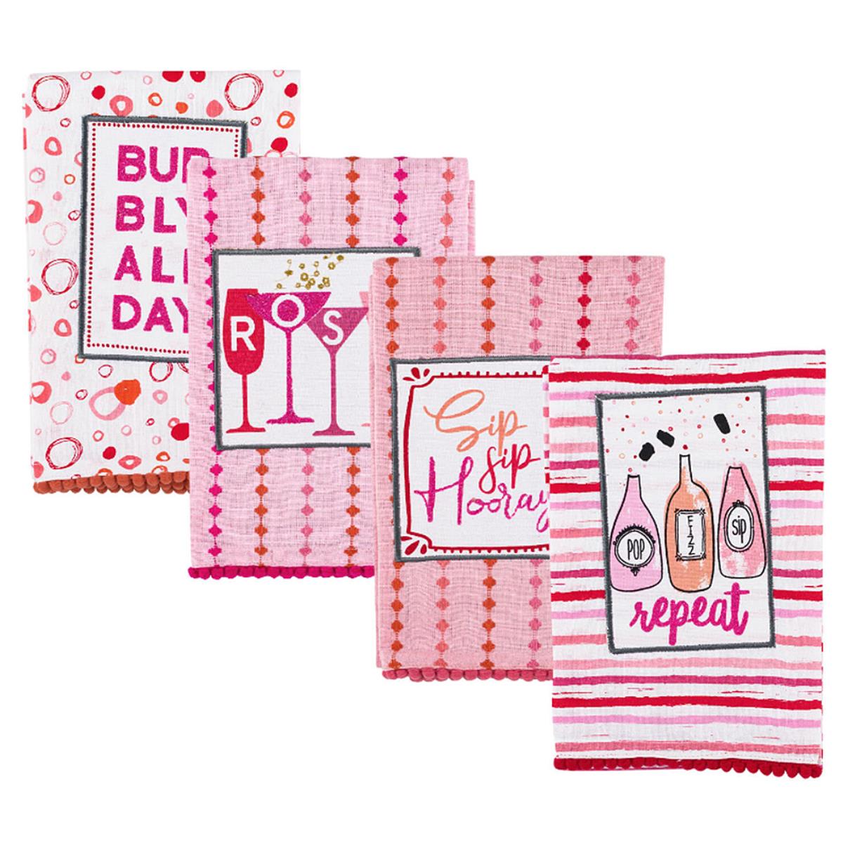 4Pc Party Drinks Themed Dishtowel