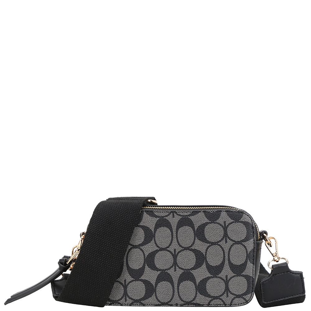 Oval Print Zipper Crossbody Bag