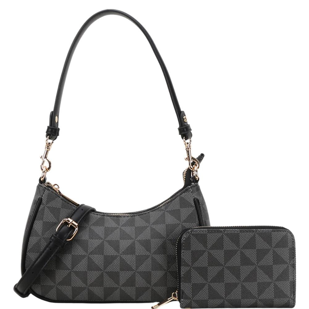 2In1 Geometric Print Pouch Shoulder Bag Set