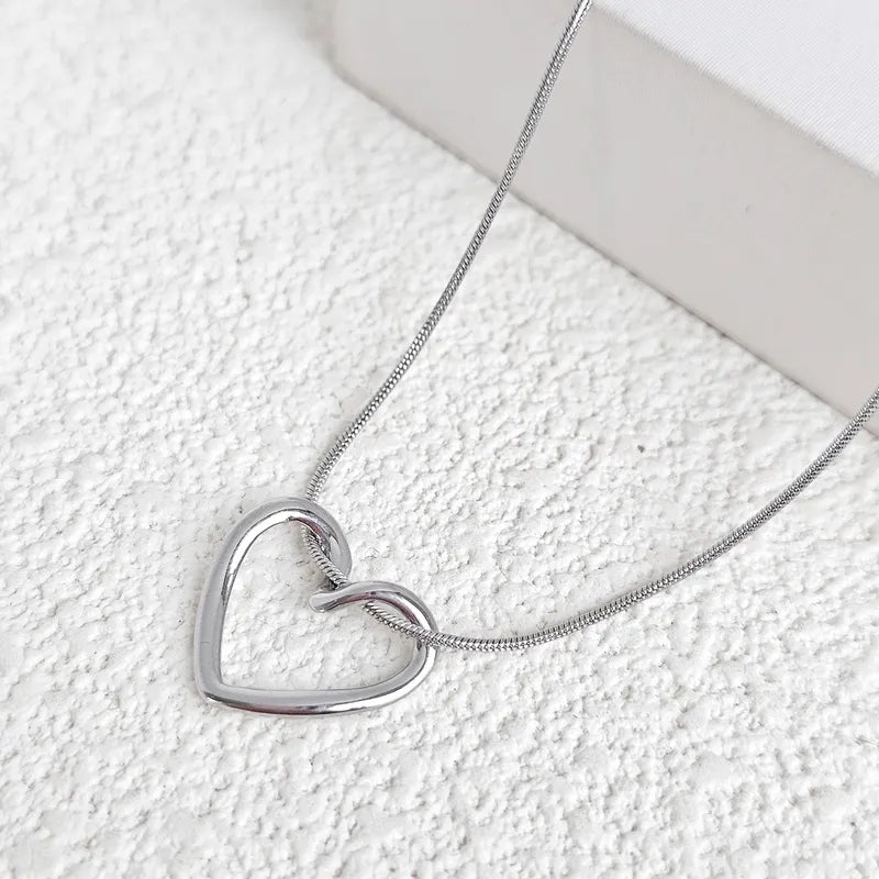 Twisted Heart Silver Necklace